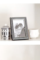 Black and Off-White Striped Resin Photo Frame 5x7 - Magpie Style