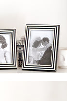 Black and Off-White Striped Resin Photo Frame 5x7 - Magpie Style