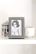 Black and Off-White Striped Resin Photo Frame 4x6 - Magpie Style