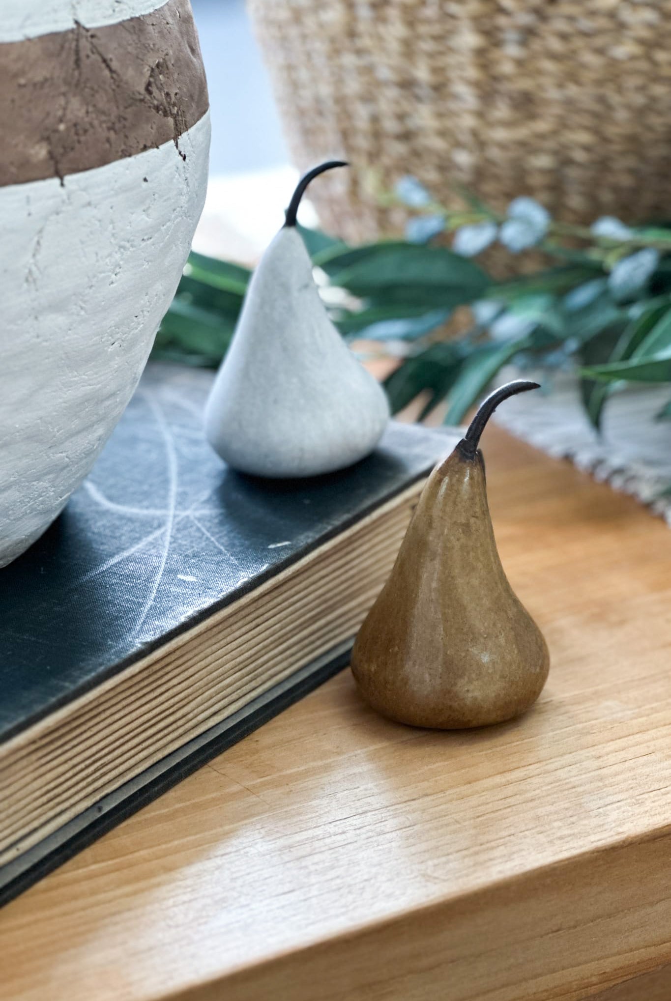 Small Hand Carved Marble Pear - Natural - Magpie Style