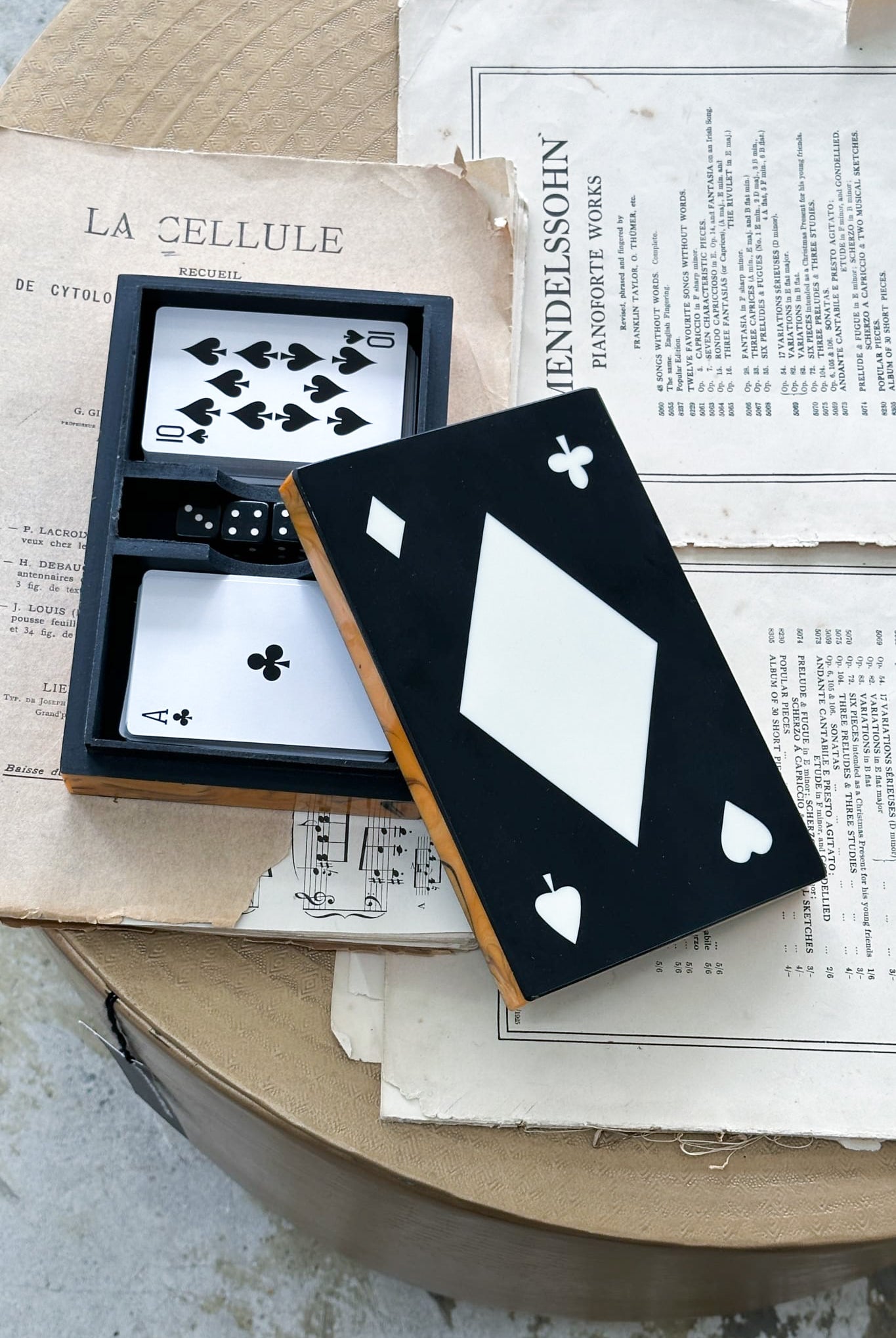 Large Resin Double Card Box - Black - Magpie Style