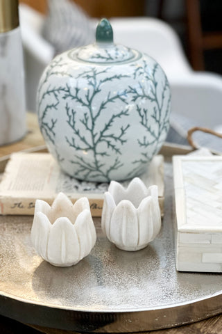 Lotus Tealight Holder or Dish - Hand Carved Marble