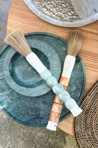 Calligraphy Brush - Extra Large, Sage Green Porcelain Beads