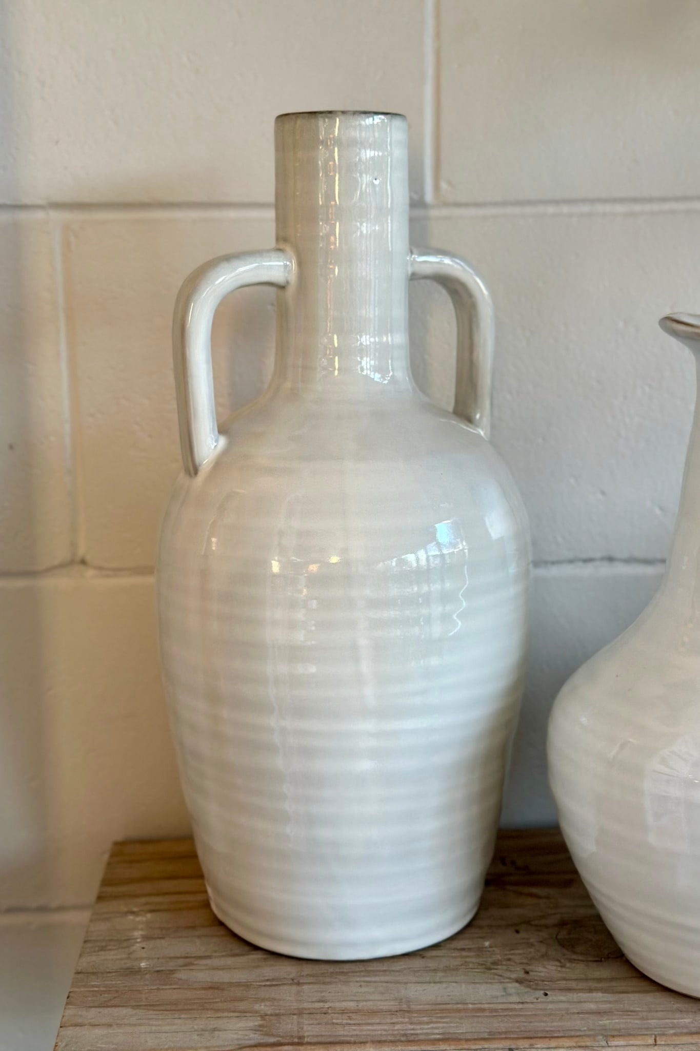 Roxy White Double Handle Vase - Magpie Style