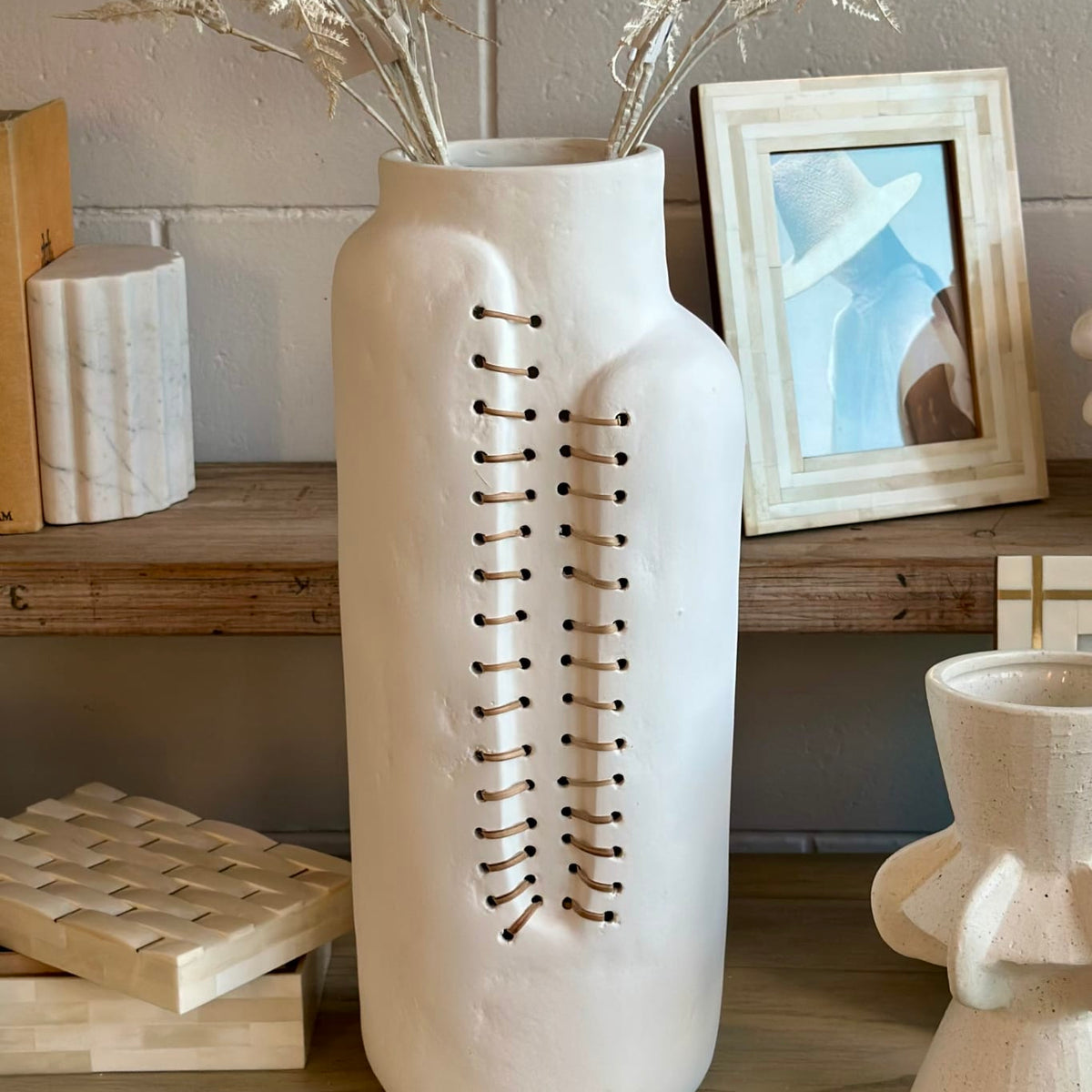 White Matt Threaded Vase – Magpie Style