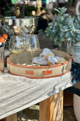 Tan Round Tray with Handles