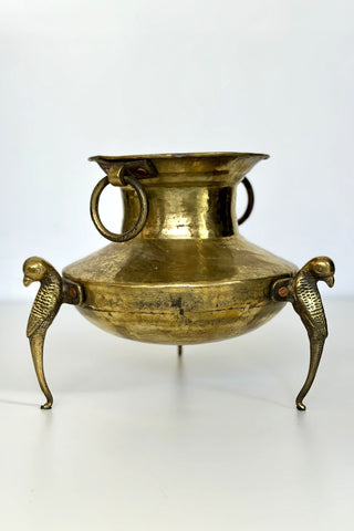 Large Brass Pot On Exotic Parrot Legs