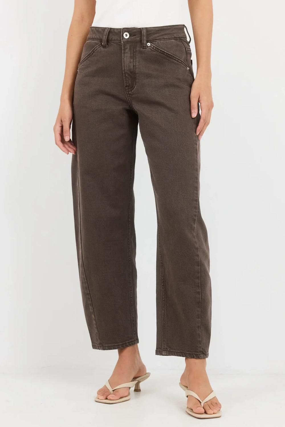 ITALIAN STAR Idaho Barrel Coloured Jean - Mocha