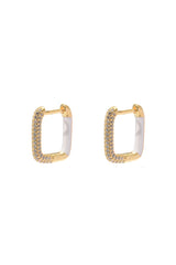 Huggy Earring with enamel detail - white gold plated