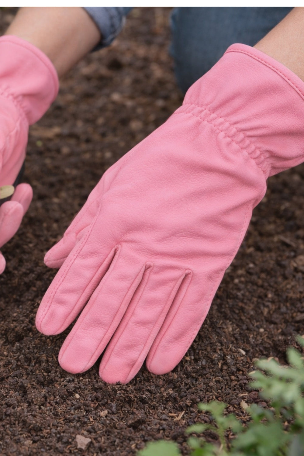 Medium Leather Gardening Glove - Pink