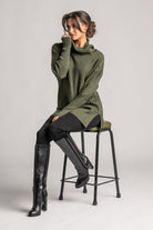 PAULA RYAN Diamond Rib Tunic - Merino Olive - Paula Ryan