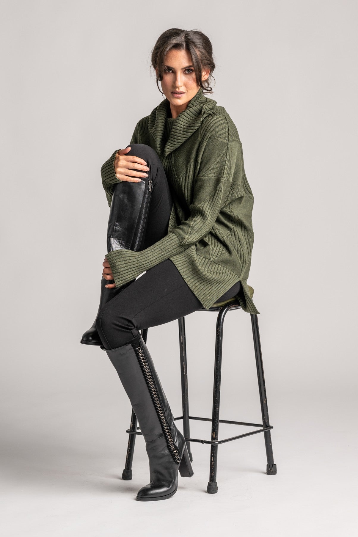 PAULA RYAN Diamond Rib Tunic - Merino Olive - Paula Ryan