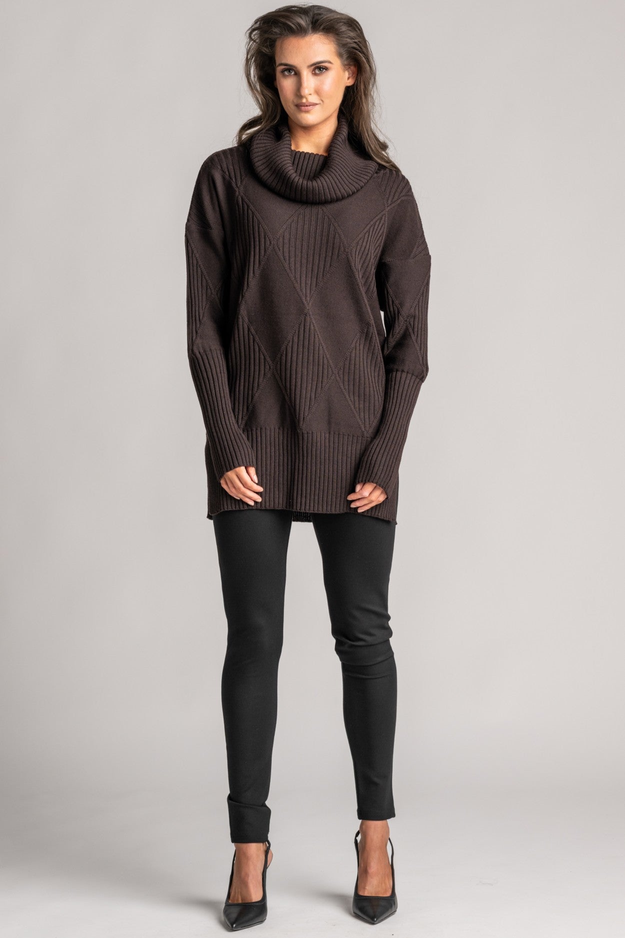PAULA RYAN Diamond Rib Tunic - Merino Cocoa - Paula Ryan