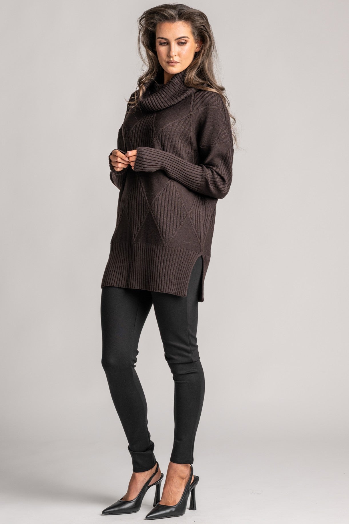 PAULA RYAN Diamond Rib Tunic - Merino Cocoa - Paula Ryan