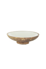 Seychelles Enamel and Carved Wood Bowl on Pedestal