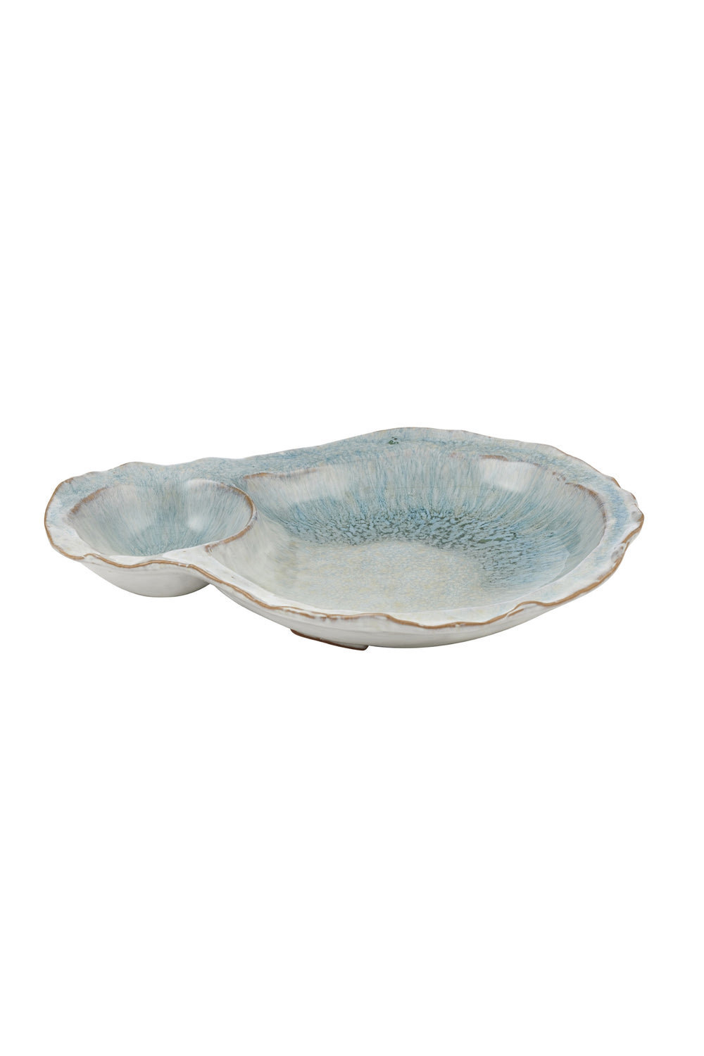 Coastal Stoneware Serving Platter with Dip Bowl