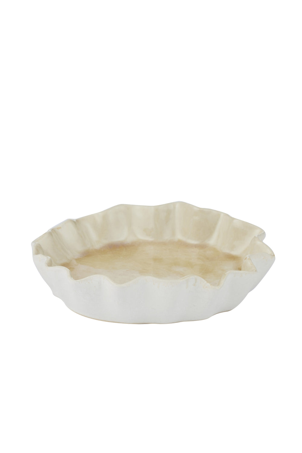 Cream Reactive Fluted Serving Bowl