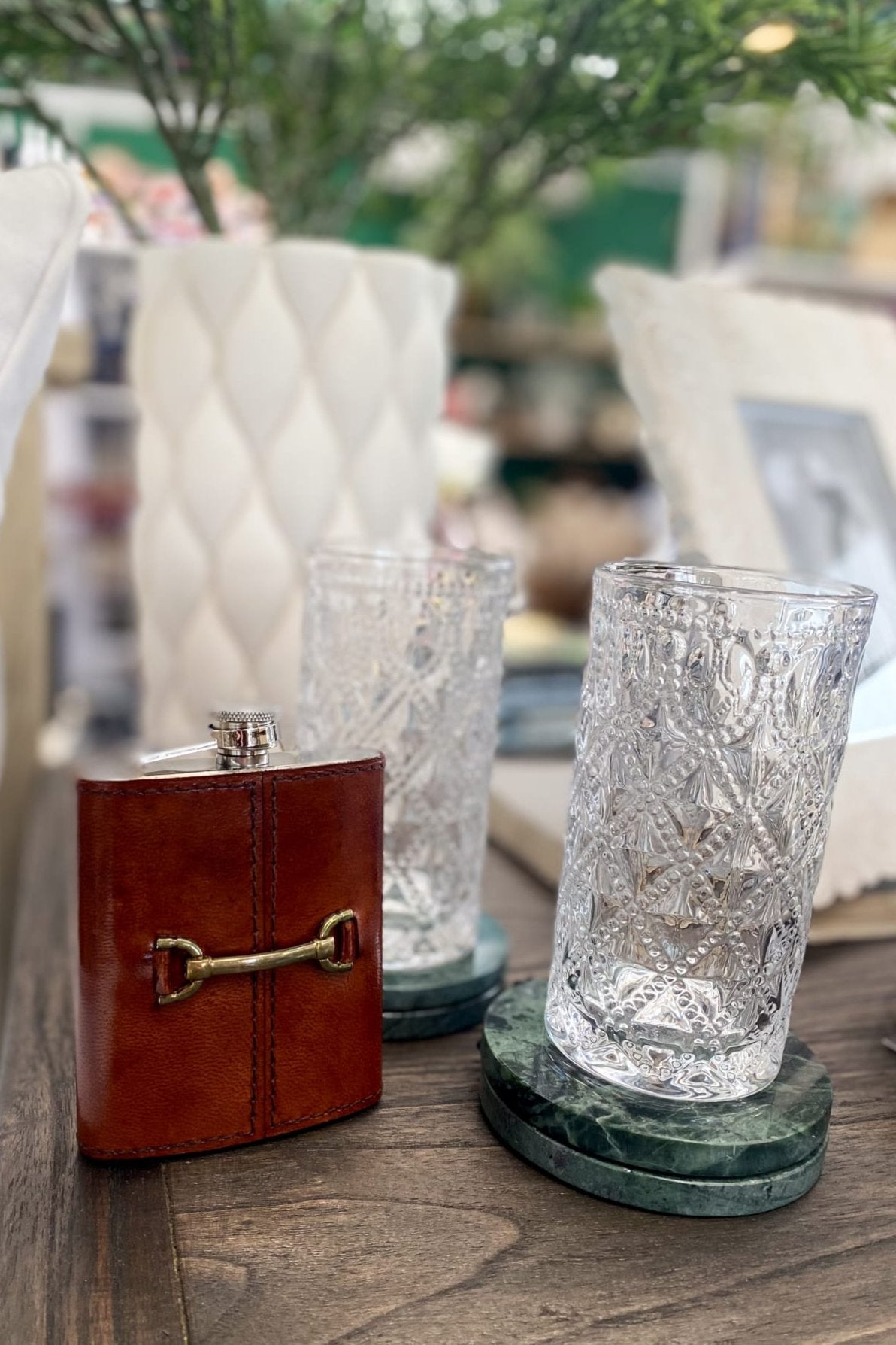 Leather Hip Flask with Horse Bit - Tan - Magpie Style