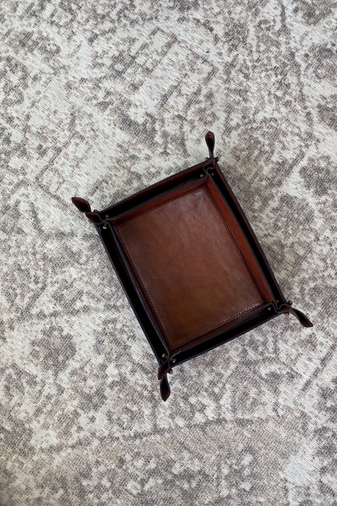 Medium Tan Leather Domed Tray - Magpie Style