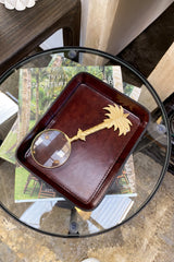 Large Leather Curved Tray - Dark Brown