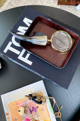 Medium Leather Curved Tray - Dark Brown