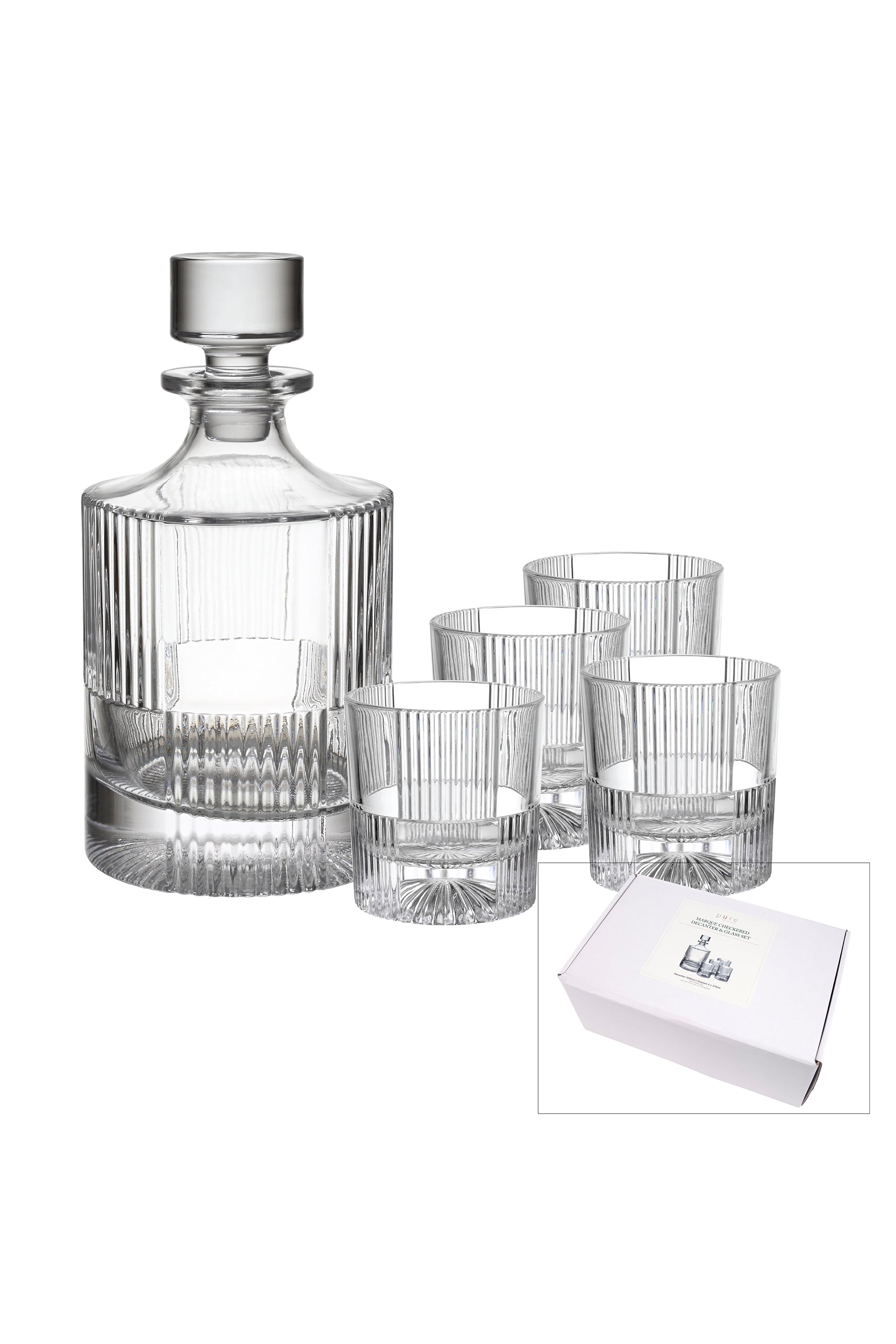 Marque Checkered Decanter and Four Glass Set - Magpie Style