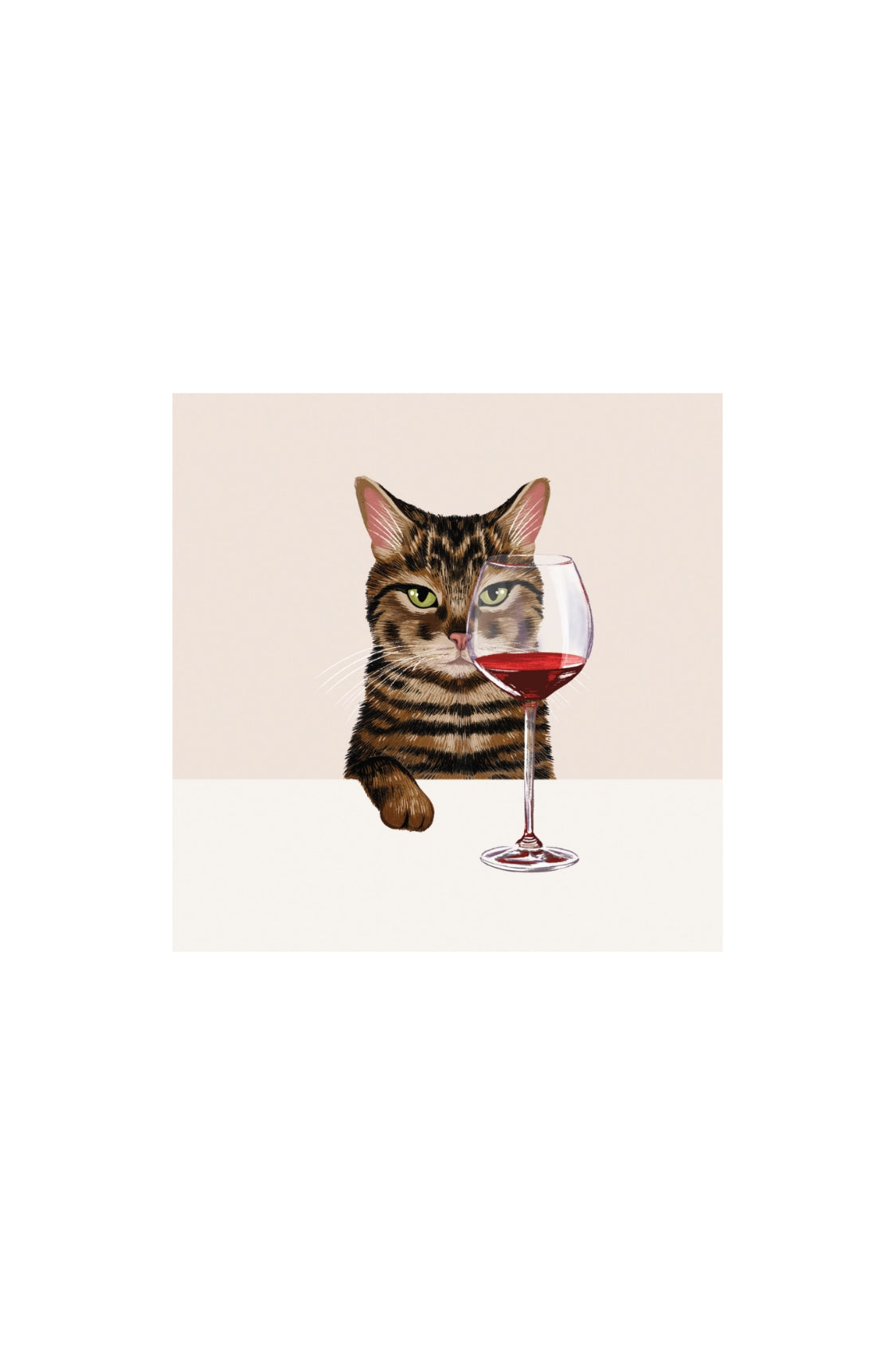 Card - Mackerel Cat & Red Wine - Magpie Style