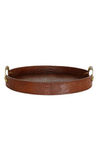 Croc Leather Round Tray with Brass Handles - Magpie Style