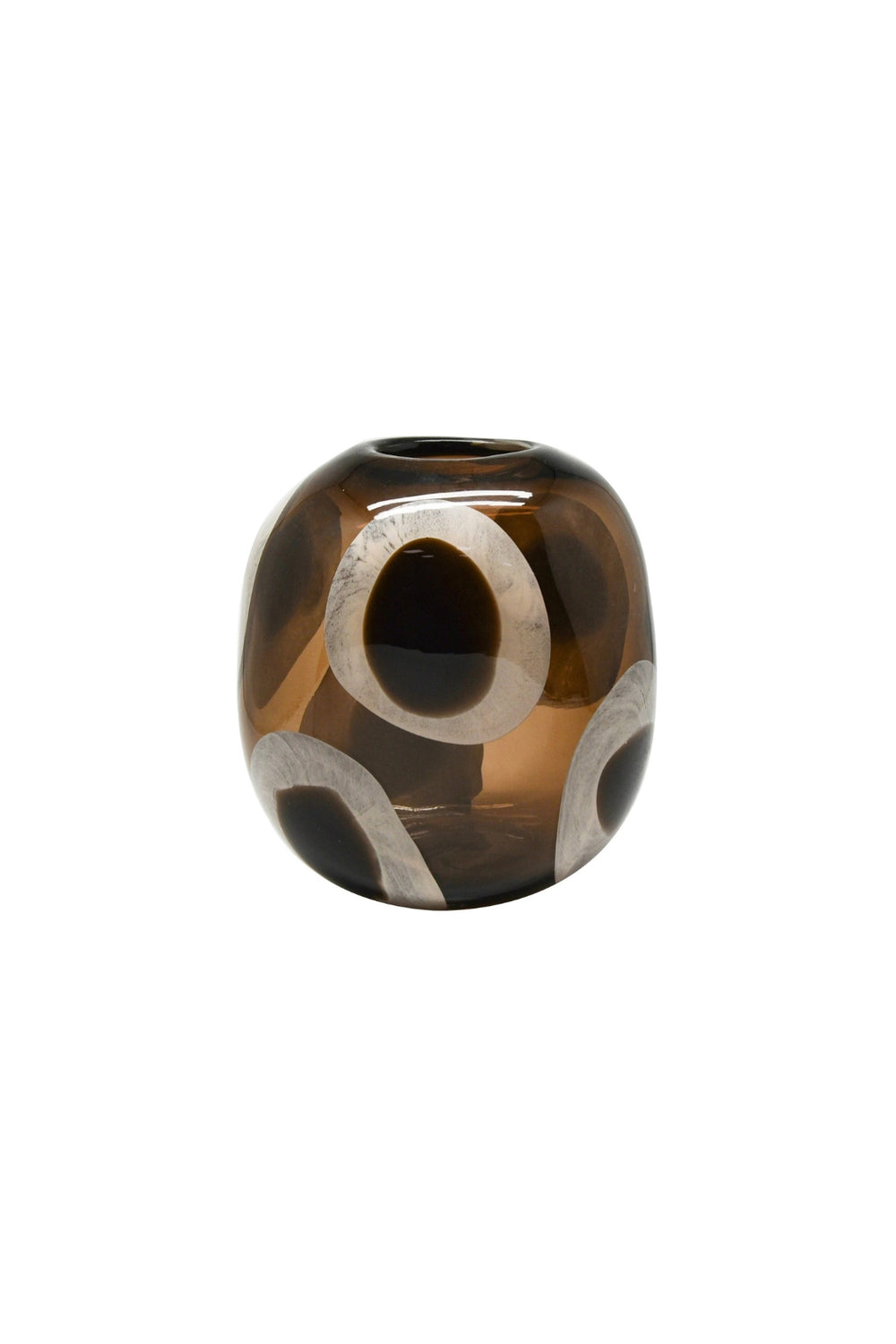 Glass Vase - Brown & White