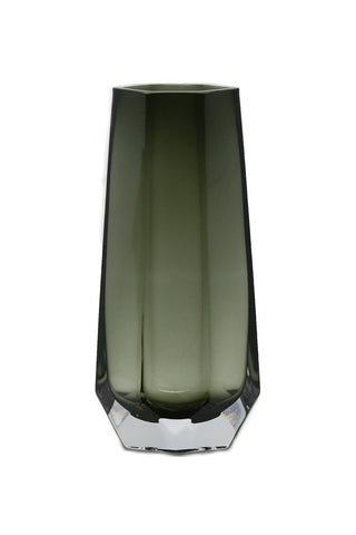 Diamond Smokey Grey Glass Vase - Large