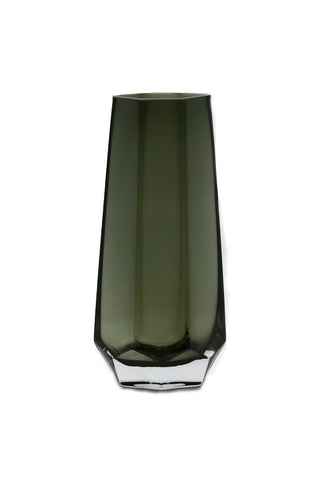 Diamond Smokey Grey Glass Vase - Small