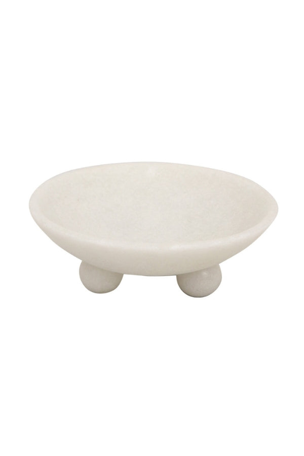 Marble Resin Foot Bowl - White - Magpie Style