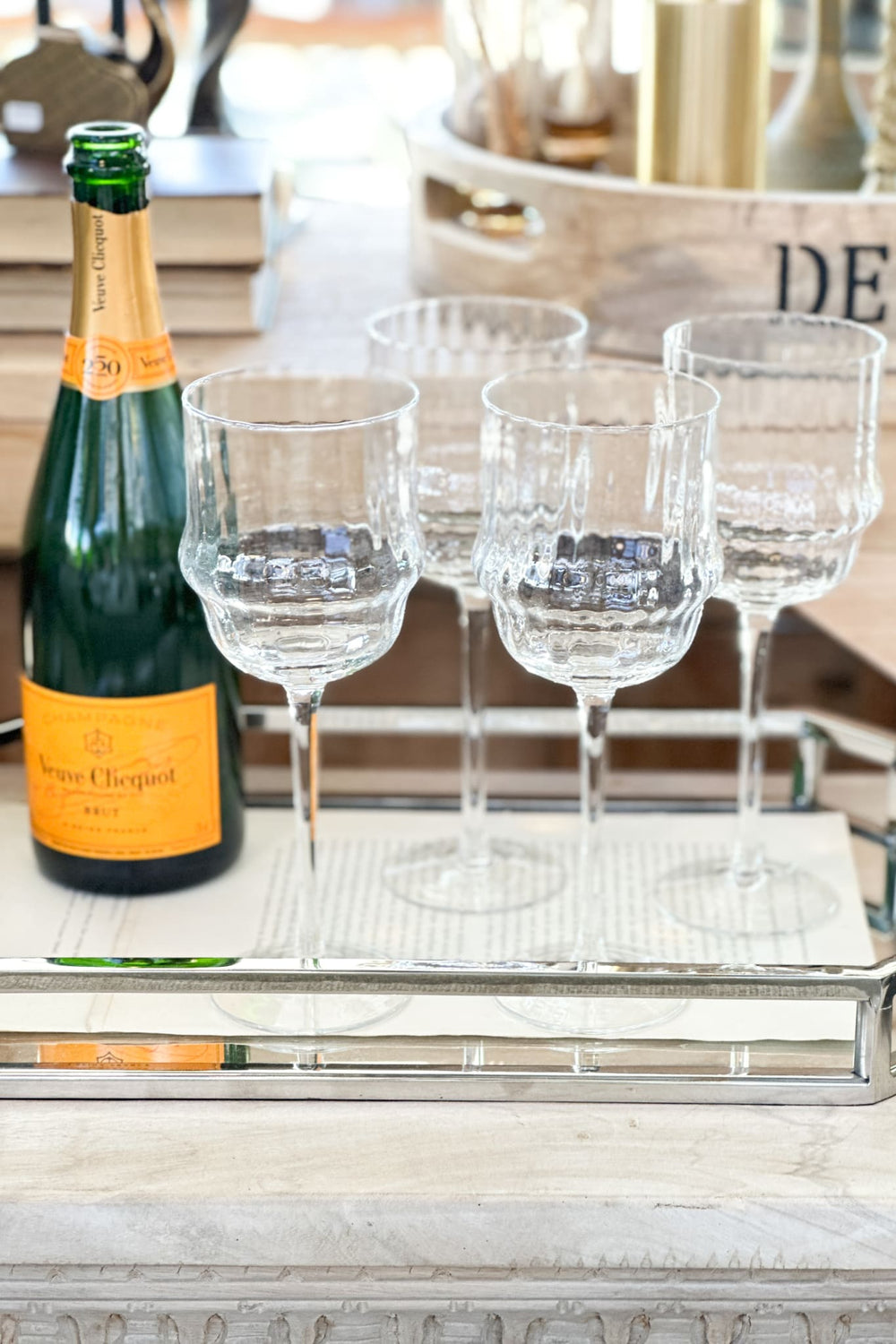 Ribbed Wavy Wine Glasses (Set of 4)