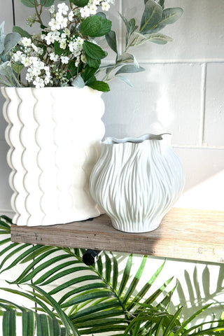 Florus Wide Stone Organic Shaped Vase