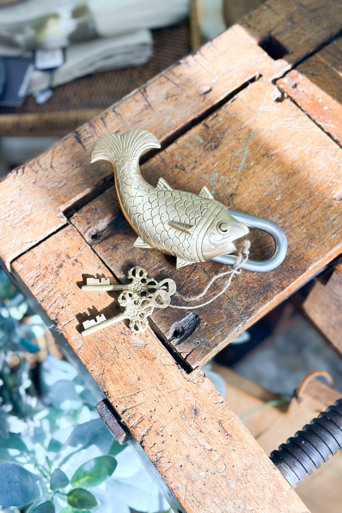 Large Brass Fish Lock - Magpie Style
