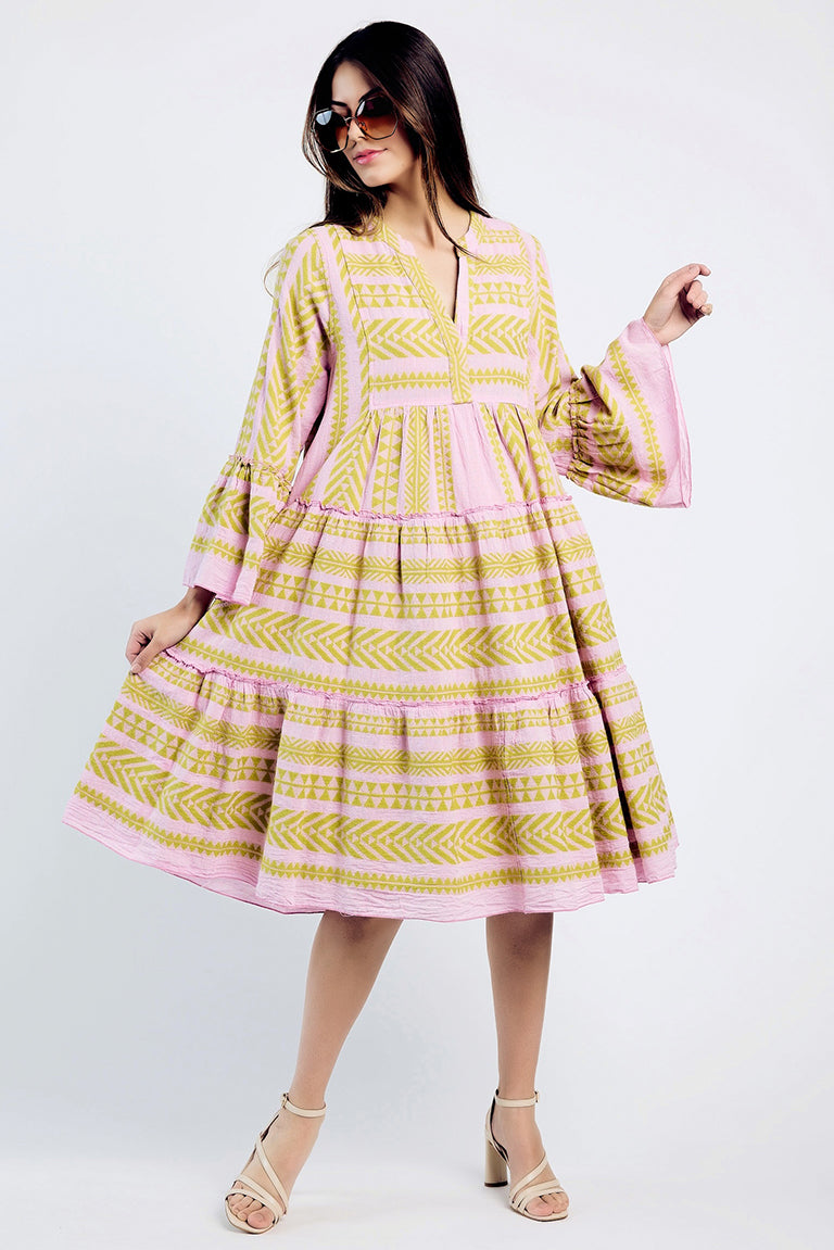 DEVOTION TWINS Ella Midi Dress - Lime/Pink - Magpie Style