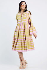 DEVOTION TWINS Ella Midi Dress - Lime/Pink