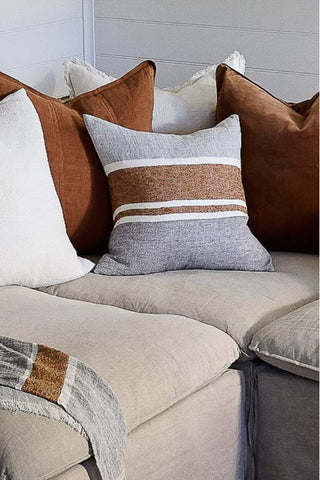 EADIE Magnus Linen Cushion - Slate/Nutmeg