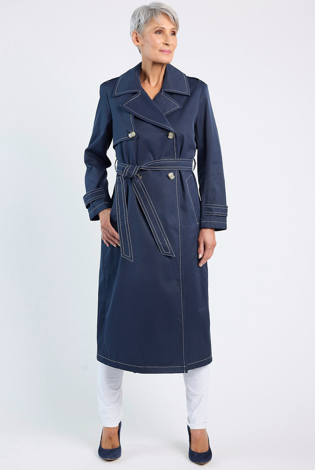 MOKÉ Kim Trench Coat in Navy - Magpie Style