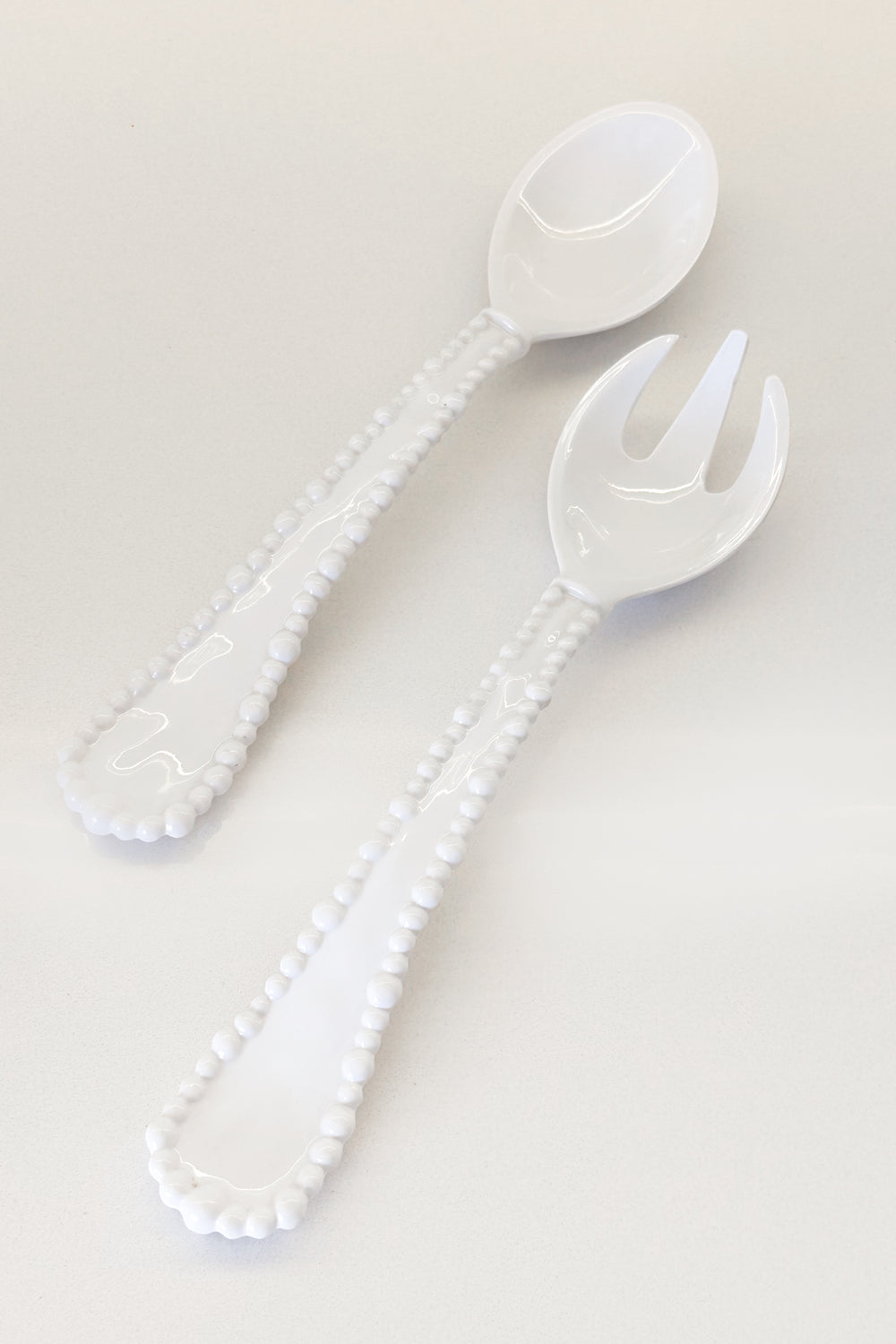 White Funky Salad Servers – Pearl Melamine