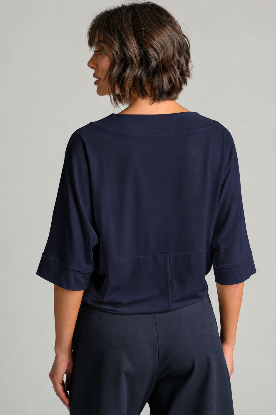 PAULA RYAN V Neck Cloud Top - Navy EcoVero - Paula Ryan