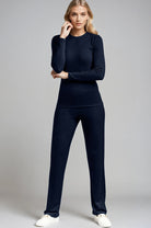 PAULA RYAN Straight Leg Lounge Pant - Merino Navy - Paula Ryan