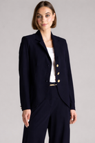 PAULA RYAN Long-line Boyfriend Jacket - Microjersey Navy - Paula Ryan