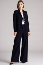 PAULA RYAN Long-line Boyfriend Jacket - Microjersey Navy - Paula Ryan