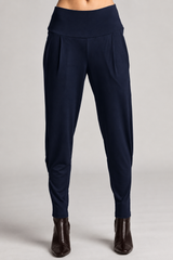 PAULA RYAN ESSENTIALS Ankle Pleat Merino Basque Pant - Navy