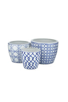 Medum Heiho S/3 Ceramic Pots 25x25cm Wht/Nvy - Magpie Style