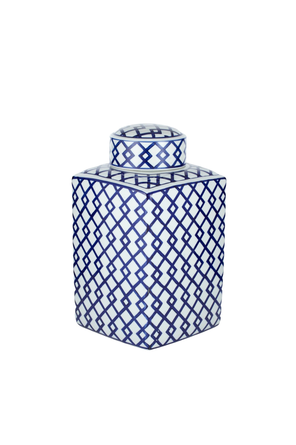 Blue Lattice Ceramic Temple Jar