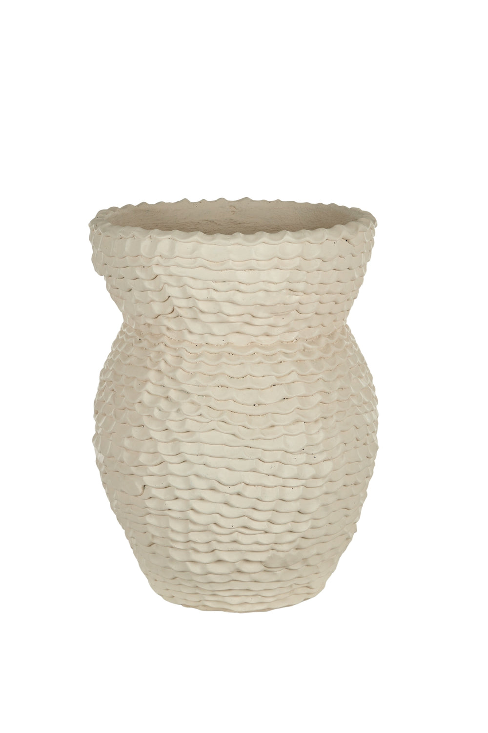 Large Cream Textured Ceramic Vase