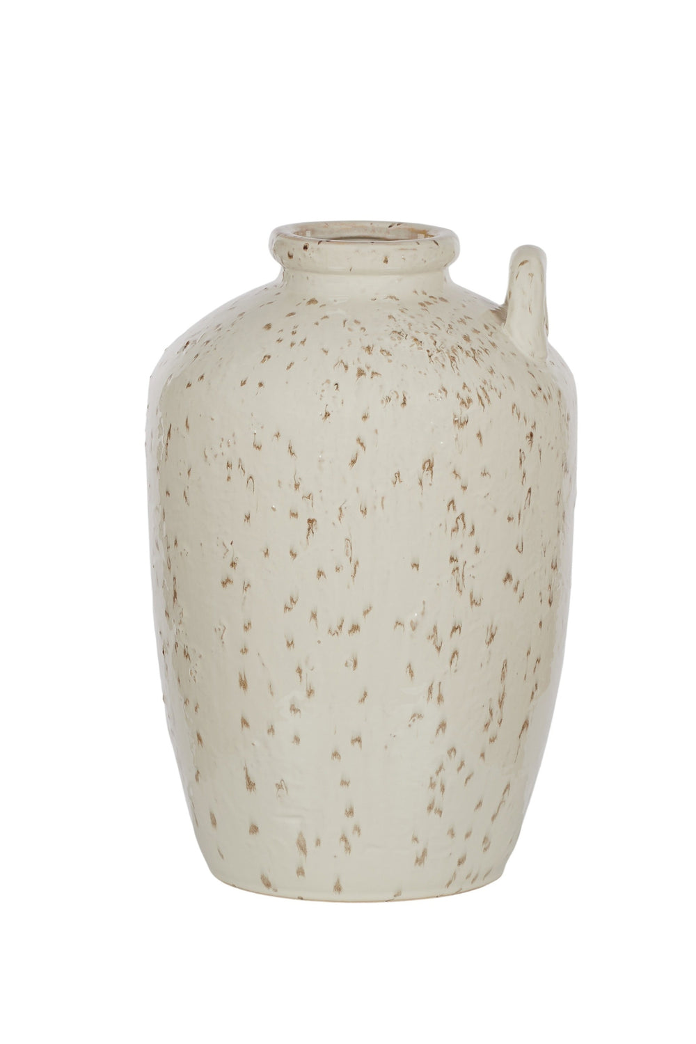 Tall Cream Speckled Handle Vase