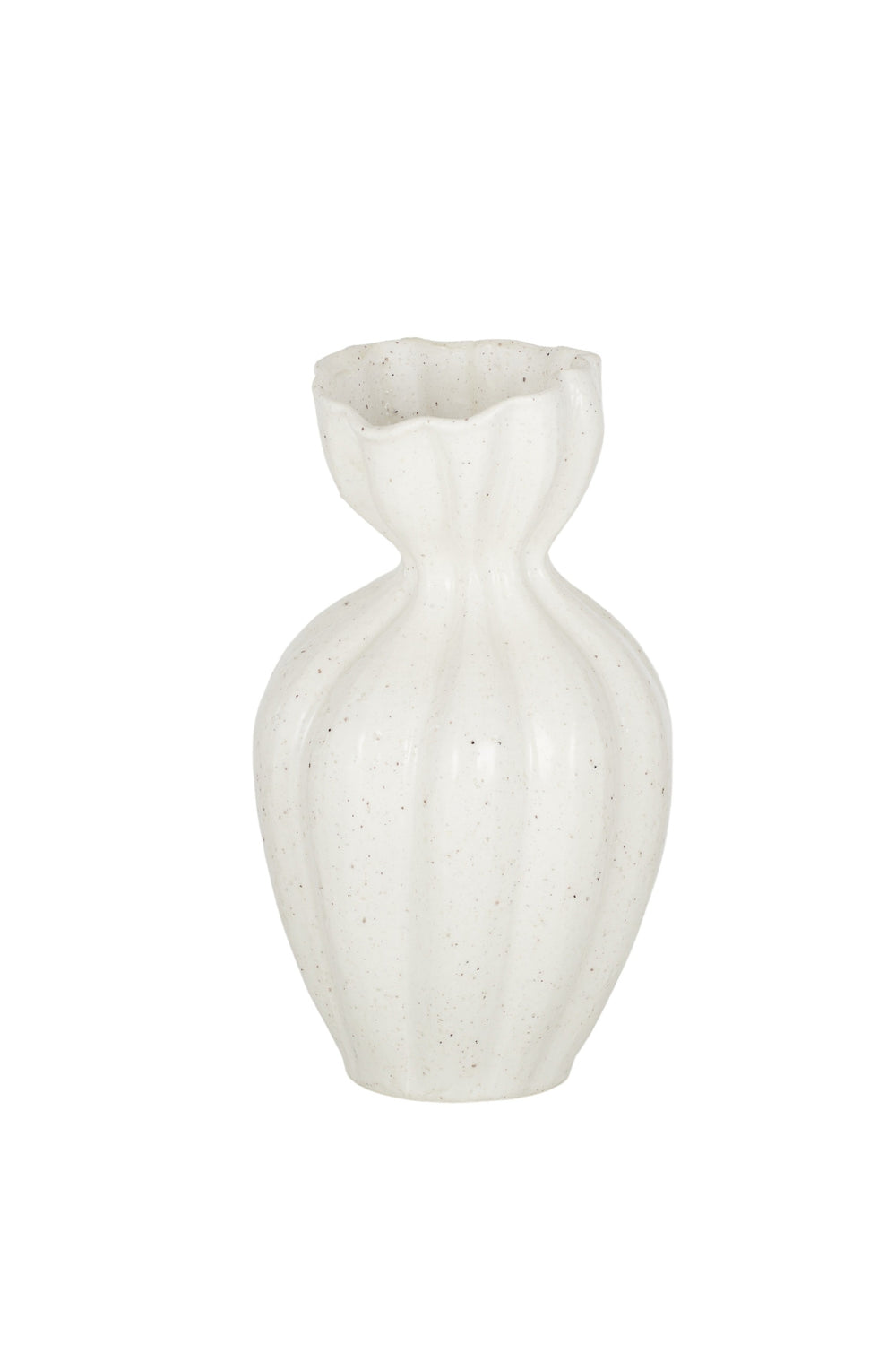 Tall Cream Fluted Vase